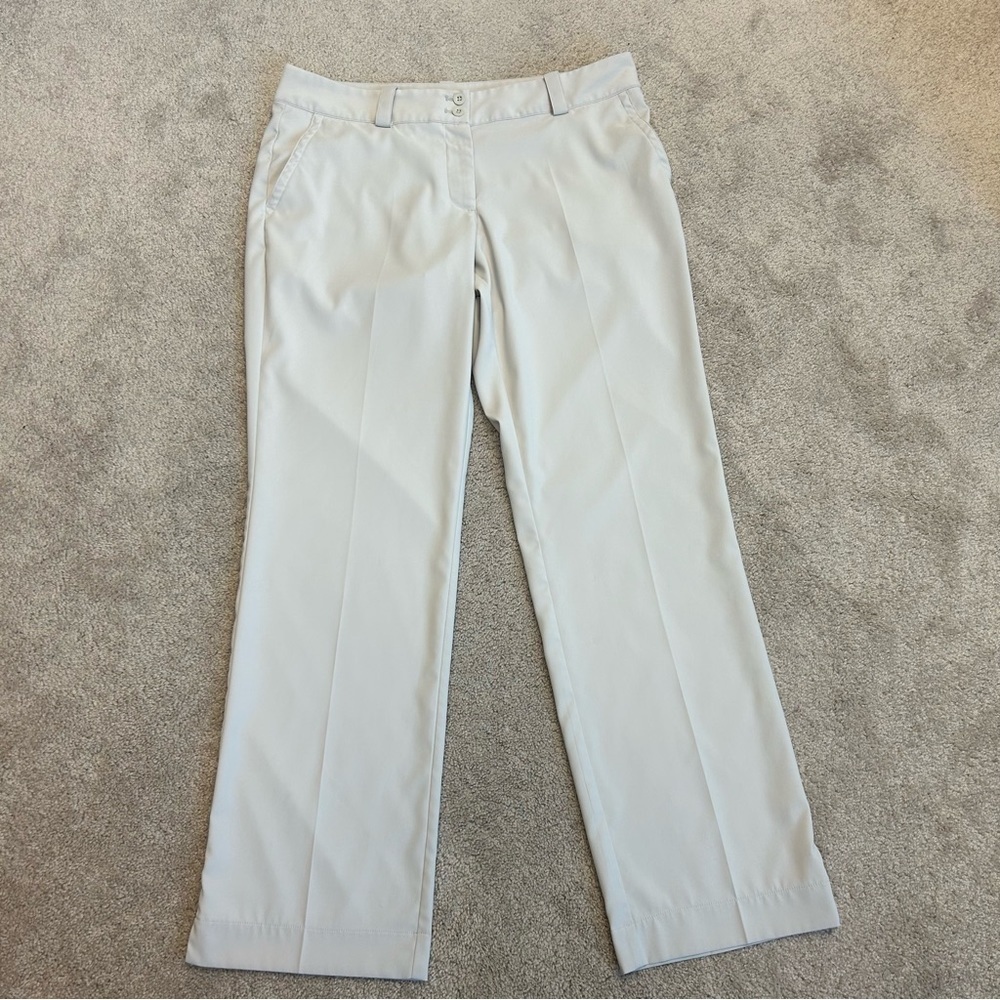 Nike golf women's light cream beige pants tour performance dri-fit Sz 12 NWOT